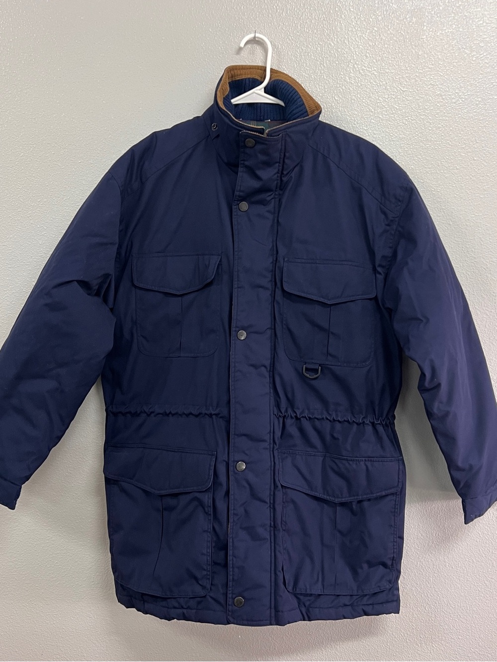 St. John's Bay Navy Field Jacket with Brown Corduroy Collar